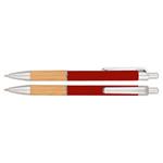 Długopis Jigga - czerwony/jasne drewno