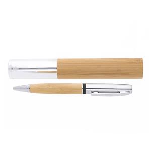 Długopis Volano - srebrny/jasne drewno