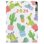 Kalendarz książkowy DESIGN dzienny A4 2024 - Kaktus