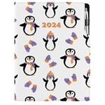 Kalendarz książkowy DESIGN dzienny A4 2024 - Pingwin