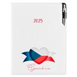 Kalendarz książkowy DESIGN dzienny A4 2025 - biały - Czeska - flaga