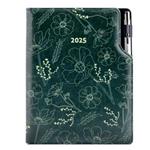 Kalendarz książkowy DESIGN dzienny A5 2025 czeski - zielony - kwiatki