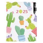 Kalendarz książkowy DESIGN dzienny A5 2025 słowacki - Kaktus