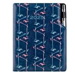 Kalendarz książkowy DESIGN dzienny A5 2025 slowacki - granatowy - Flamingo