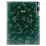 Kalendarz książkowy DESIGN tygodniowy A4 2025 - zielony - kwiatki
