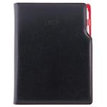 Kalendarz książkowy GEP z długopisem dzienny A4 2025 CZ/SK - czarny (czerwone wnętrze)
