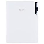 Kalendarz książkowy GEP z długopisem dzienny A5 2025 słowacki?? - biały (czarne szwy)