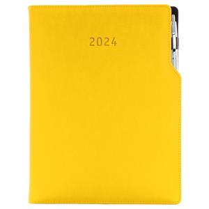 Kalendarz książkowy GEP z długopisem tygodniowy A4 2024 polski - żółty