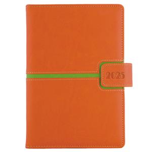 Kalendarz książkowy MAGNETIC dzienny A5 2025 czeski - pomarańczowy/zielony