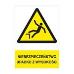 NIEBEZPIECZEŃSTWO UPADKU Z WYSOKOŚCI - znak BHP, płyta PVC A4, 0,5 mm