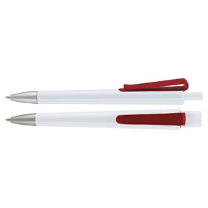 Plastikowy długopis Trisha - biało-czerwony