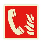 Telefon alarmowania pożarowego - fotoluminescencyjny znak, naklejka 150x150 mm