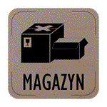 Znak drzwi - Magazyn - piktogram, płyta drewniana, 80 x 80 mm