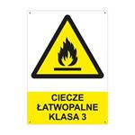 CIECZE ŁATWOPALNE KLASA 3 - znak BHP z dziurkami, płyta PVC A4, 2 mm