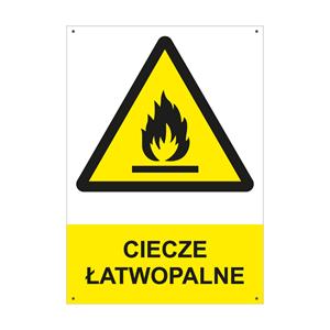 CIECZE ŁATWOPALNE - znak BHP z dziurkami, płyta PVC A4, 2 mm