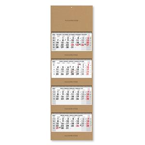 Czteromiesięczny kalendarz Kvatro Kraft składany czeski ze spiralą 2027 - szary