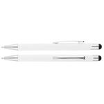 Długopis aluminiowy Bernardo z chromowanymi elementami i rysikiem do sterowania urządzeniami dotykowymi - biały