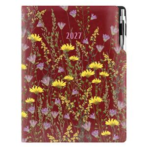 Diář DESIGN týdenní A4 2027 - bordó - Louka