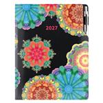 Diář DESIGN týdenní A4 2027 - černý - kaleidoskop