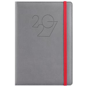 Diář POLY týdenní A5 2027 polský - šedá/červená gumička
