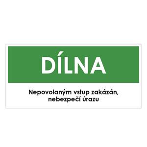 DÍLNA, zelená, samolepka, 190x90 mm