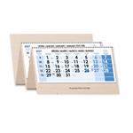 Drewniany czteromiesięczny kalendarz Kvatro Wood składany czeski ze spiralą 2027 - niebieski