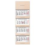 Drewniany czteromiesięczny kalendarz Kvatro Wood składany czeski ze spiralą 2027 - szary