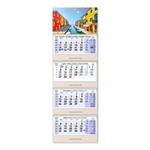 Drewniany czteromiesięczny kalendarz Kvatro Wood Wenecja składany czeski ze spiralą 2024 - niebieski