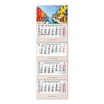 Drewniany czteromiesięczny kalendarz Kvatro Wood Wenecja składany czeski ze spiralą 2024 - szary