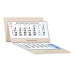 Drewniany trzymiesięczny kalendarz Trio Wood składany czeski ze spiralą 2027 - niebieski