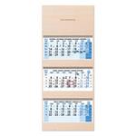 Drewniany trzymiesięczny kalendarz Trio Wood składany czeski ze spiralą 2027 - niebieski