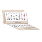 Drewniany trzymiesięczny kalendarz Trio Wood składany czeski ze spiralą 2027 - szary