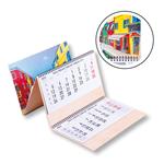 Drewniany trzymiesięczny kalendarz Trio Wood Wenecja składany czeski ze spiralą 2027 - niebieski