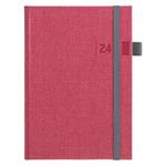 Dzienny kalendarz książkowy 2024 Tweed A5 - czerwony