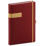 Dzienny kalendarz książkowy 2026 A5 Twill - bordowo-złoty