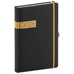 Dzienny kalendarz książkowy 2026 A5 Twill - czarny-złoty