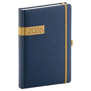 Dzienny kalendarz książkowy 2026 A5 Twill - niebiesko-złoty