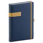 Dzienny kalendarz książkowy 2026 A5 Twill - niebiesko-złoty