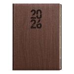 Dzienny kalendarz książkowy 2026 Ctirad z wycięciem Wood A5 - brązowy