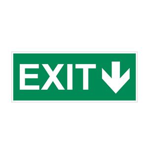 EXIT - nápis so šípkou - bezpečnostná tabuľka, plast 1 mm 300x120 mm