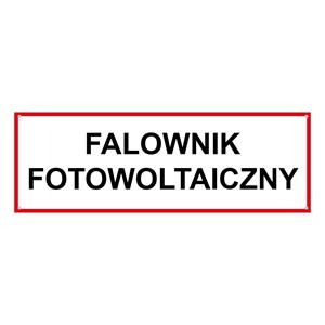 Falownik fotowoltaiczny - znak BHP, płyta PVC 2 mm z dziurkami 150 x 50 mm