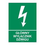 GŁÓWNY WYŁĄCZNIK DŹWIGU, płyta PVC 2 mm z dziurkami, 210x297 mm