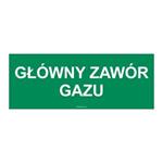 GŁÓWNY ZAWÓR GAZU, naklejka 210x80 mm