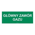 GŁÓWNY ZAWÓR GAZU, płyta PVC 2 mm, 210x80 mm