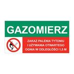 GAZOMIERZ - ZAKAZ PALENIA TYTONIU..., ZNAK ŁĄCZONY, płyta PVC 1 mm, 150x75 mm