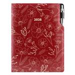 Kalendarz książkowy DESIGN tygodniowy A4 2026 - bordowy - kwiaty
