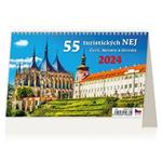 Kalendarz biurkowy 2024 - 55 najlepszych turystycznych miejsc, Czechy i Morawy