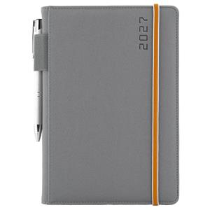 Kalendarz książkowy AMOS tygodniowy A5 2027 czeski - szary/pomarańczowa gumka