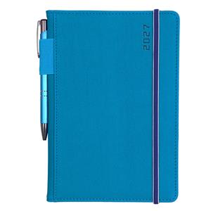 Kalendarz książkowy AMOS tygodniowy A5 2027 polski - niebieski/granatowa gumka