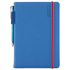 Kalendarz książkowy AMOS tygodniowy A5 2027 słowacki?? - niebieski/czerwona gumka